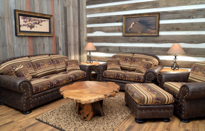 Rustic Western-Style Living Room Furniture Set