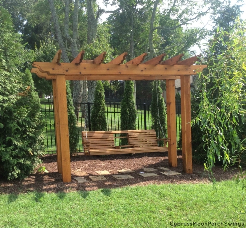 Rustic Wooden Garden Swing with Pergola Frame
