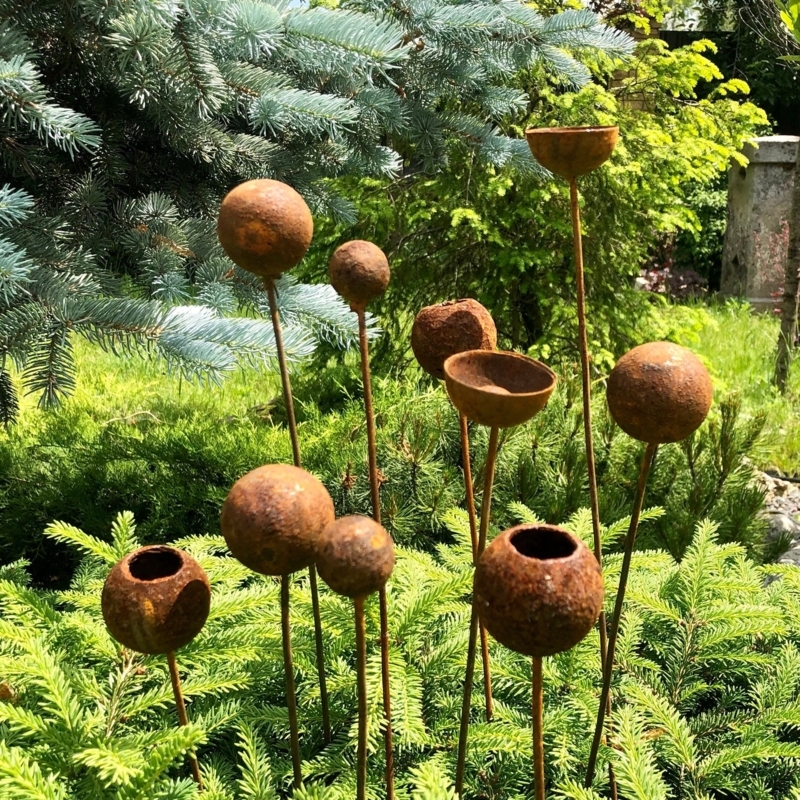 Rusty Metal Garden Flowers Set of 10 Decor