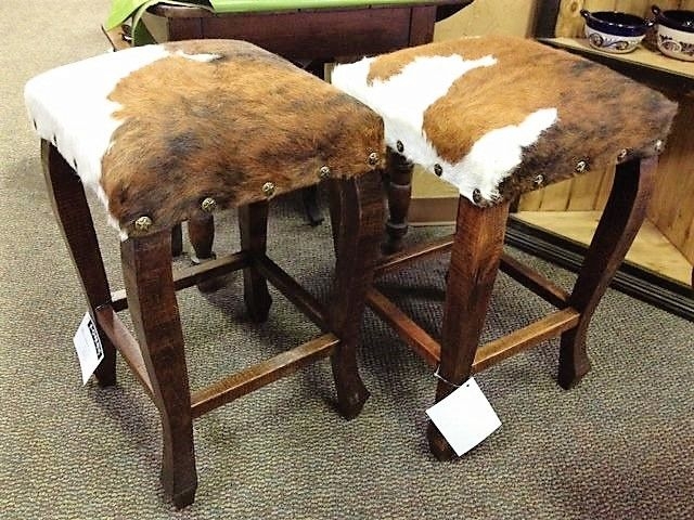 San Miguel Tri-Color Cowhide Backless Bar Stools