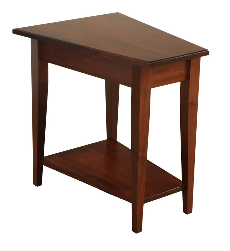 Shaker Wedge Wooden End Table with Bottom Shelf