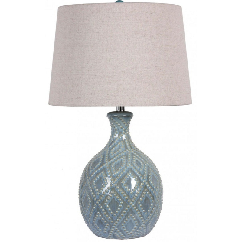 Simon Blake Quinn Blue Patterned Ceramic Table Lamp