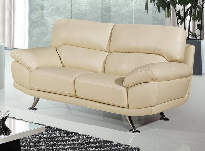 Sleek Modern Cream Leather Sofa Design