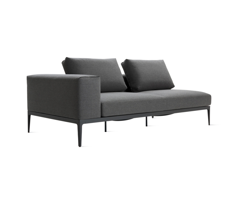 Sleek Modern Gray One-Arm Sofa with Cushions