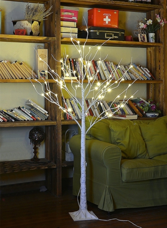 Small Illuminated Artificial Tree for Cozy Living Rooms