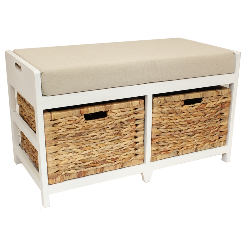 Small Storage Bench with Wicker Baskets