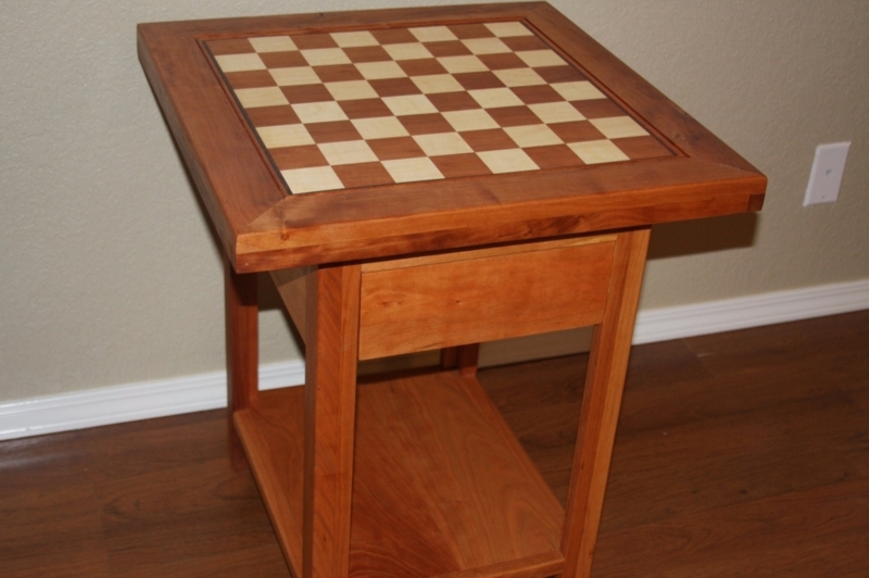 Solid Cherry and Maple Wood Chess Table