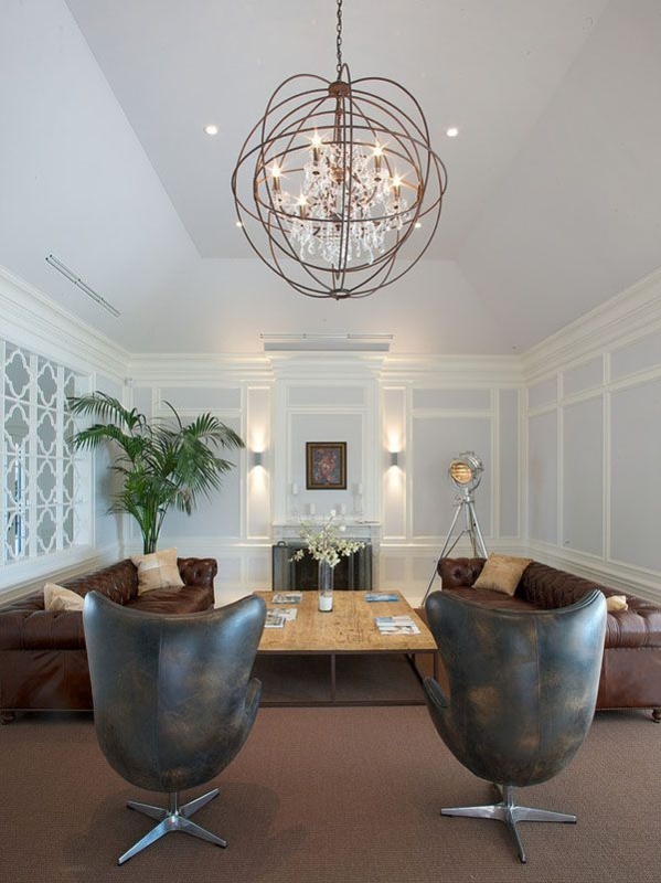 Sophisticated Living Room with Modern Elegant Chandelier