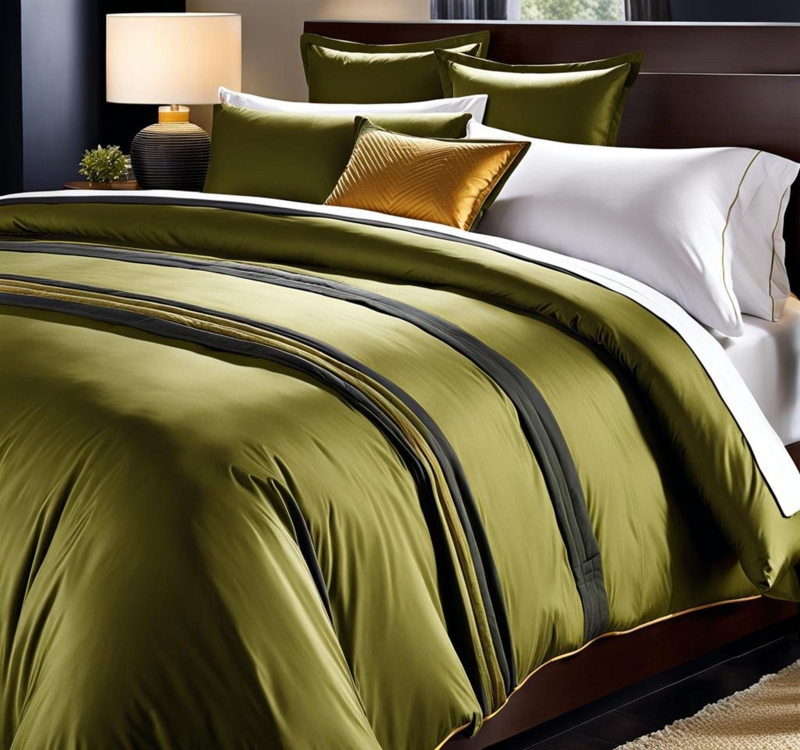 Sophisticated Masculine Olive Green Queen Bedding Set