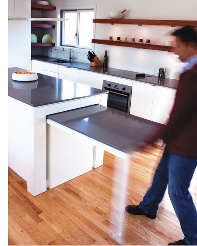 Space-Saving Modern Kitchen Island with Pull-Out Table