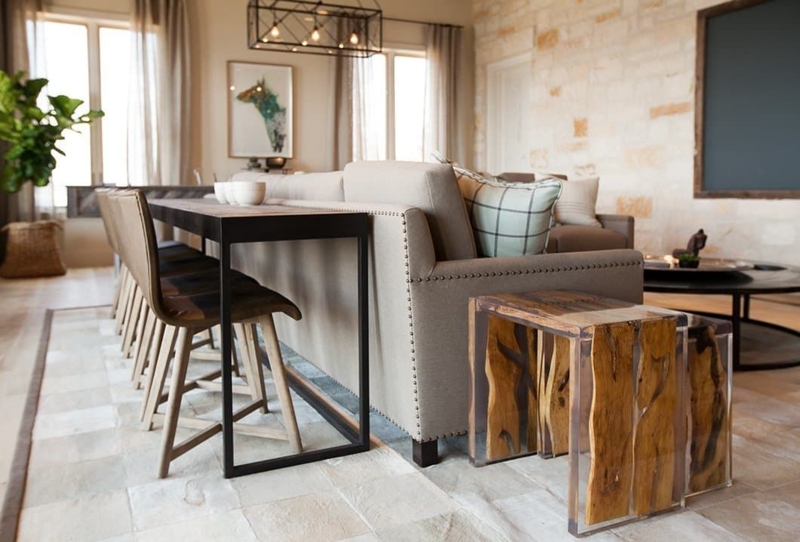 Space-Saving Modern Sofa Table with Chairs