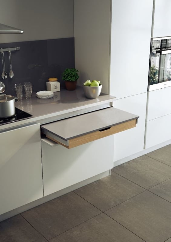 Space-Saving Pull-Out Dining Table and Kitchen Worktop Extension