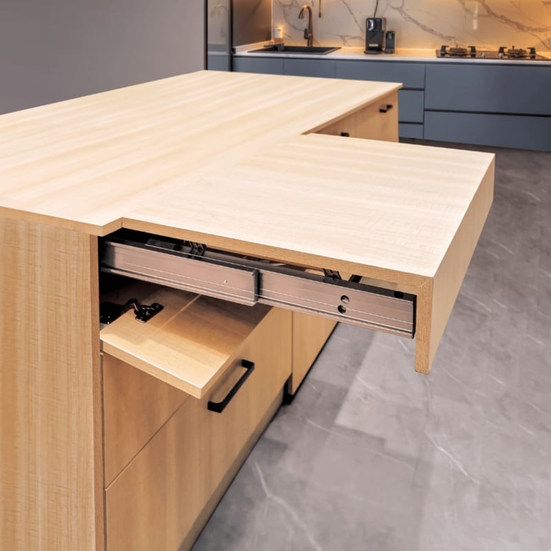 Space-Saving Pull-Out Kitchen Cabinet Table Design