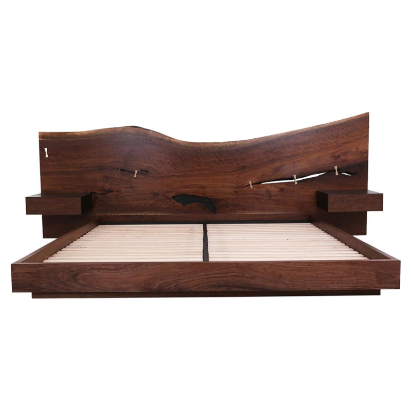 St. Pierre King Bed with Walnut Slab Headboard