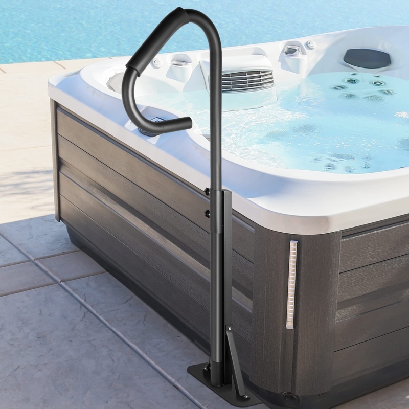 Sturdy Black Hot Tub Safety Handrail for Easy Access