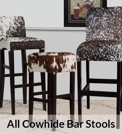 Stylish Cowhide Bar Stools with Dark Wood Legs