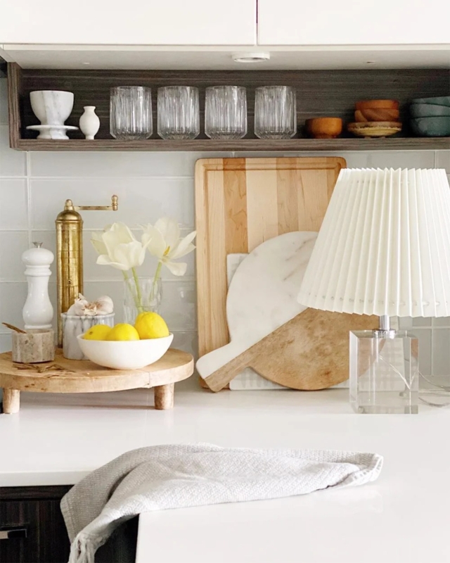 Stylish Kitchen Countertop with Modern Table Lamp