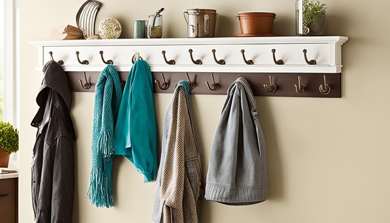 Stylish Layered Mudroom Hooks for Organized Entryways