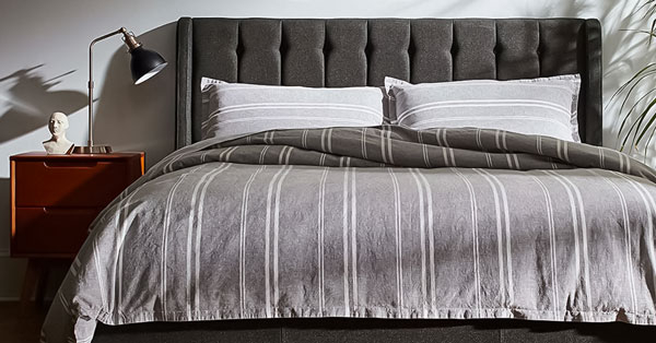Stylish Masculine Bedding with Striped Comforter and Pillows