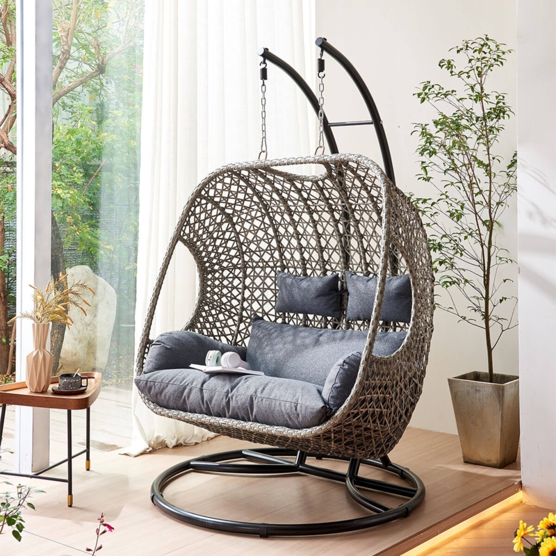 Supremo 2-Seater Wicker Cocoon Swing Chair Indoor Patio