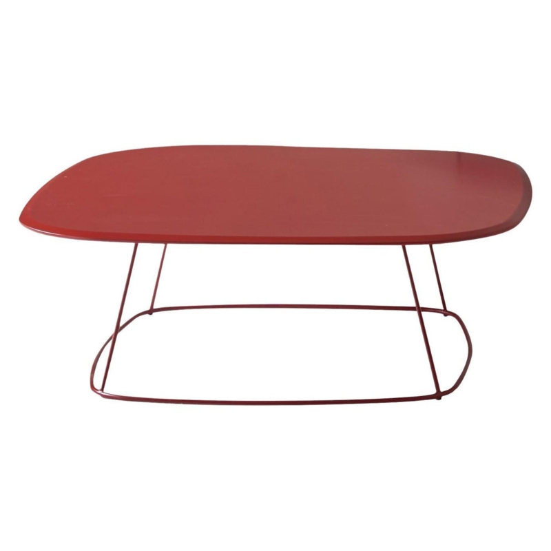 Terry Red Glass Coffee Table with Minimalist Frame