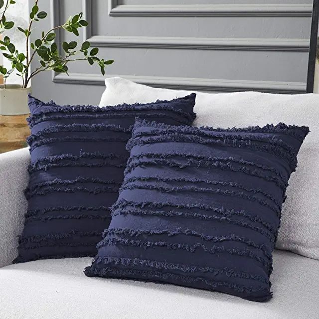 Textured Navy Blue Throw Pillows for Modern Sofas