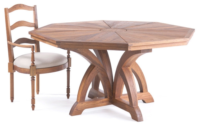 Traditional Octagonal Wooden Dining Table with Chair