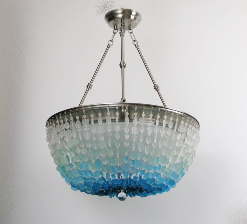 Transitional Sea Glass Chandelier with Beach-Inspired Design