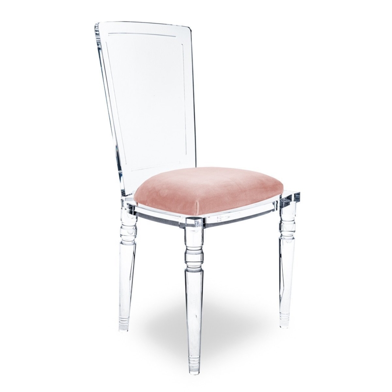 Transparent Acrylic Chair with Blush Pink Cushion