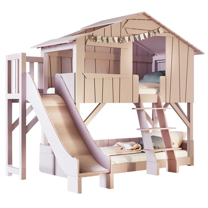 Tree House Bunk Bed with Slide and Ladder