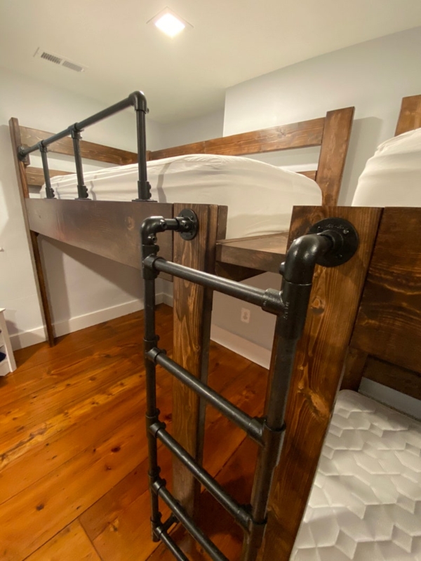 Triple Bunk Bed with Industrial Black Metal Railings