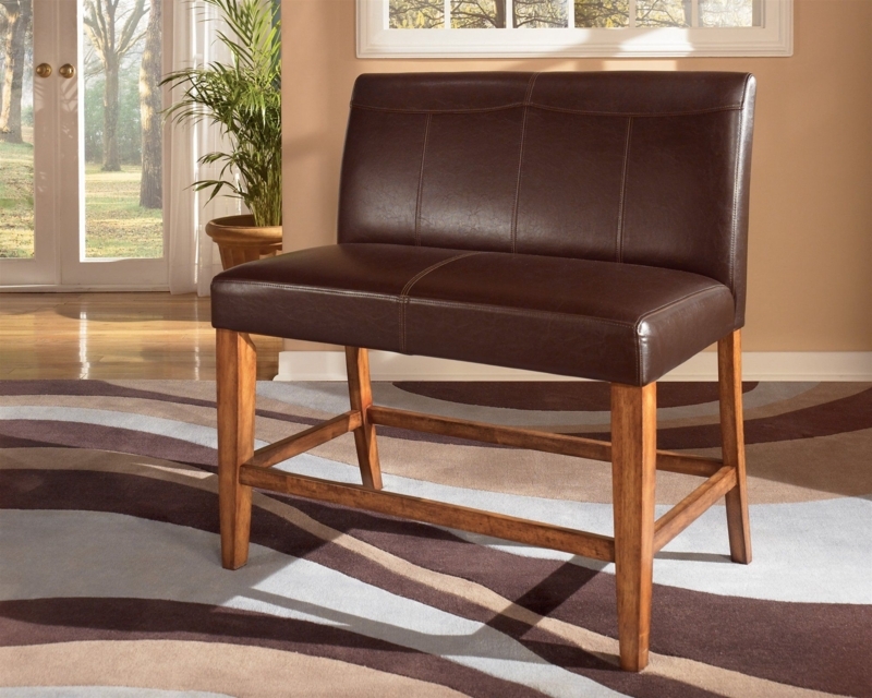 Two Seat Wood Counter Stool Bench - Set of 2 | Dining bench with back ...