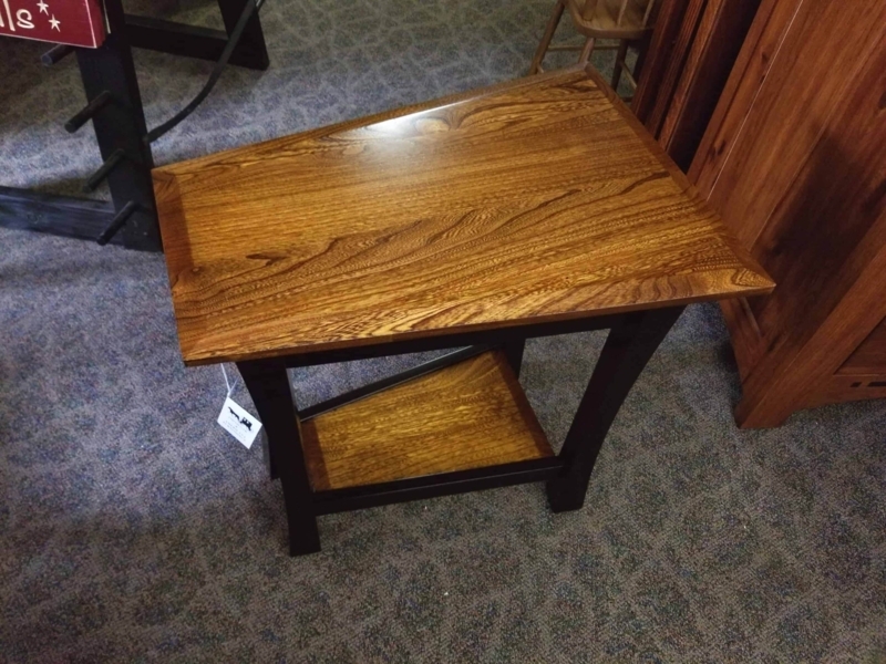 Tyron Small Wedge Table, Shown in a Two Tone Elm - Amish Oak