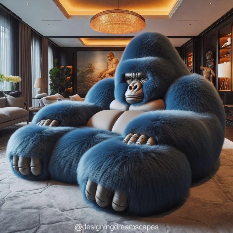 Unique Giant Gorilla Fur Lounge Chair Design