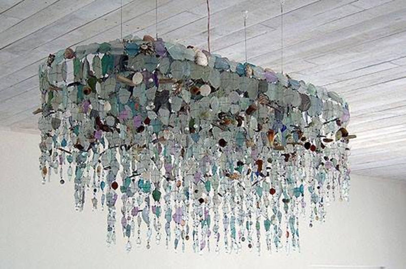 Unique Sea Glass Chandelier for Coastal Interiors