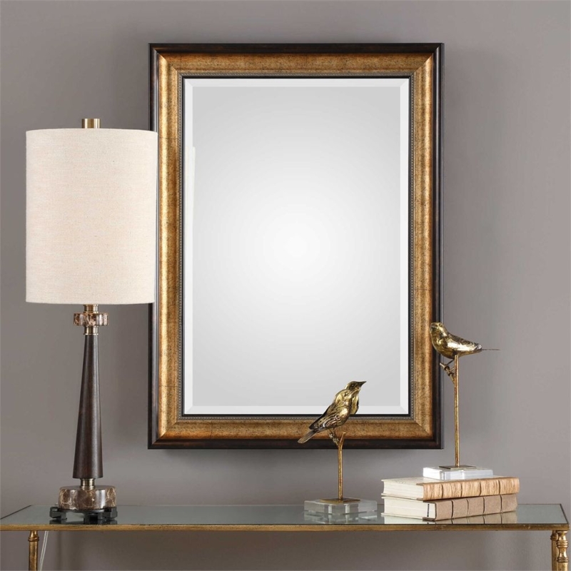 Uttermost Madeley Antiqued Champagne Mirror with Gold Frame