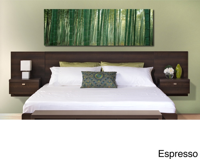 Valhalla Espresso Floating King Headboard with Nightstands