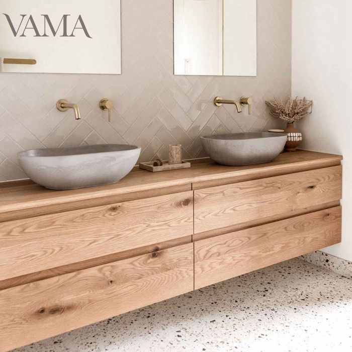 Vama Modern Home Decor Floating Bathroom Vanities with Two Vessel Sinks ...
