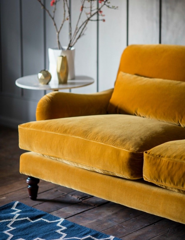 Velvet Three-Seater Sofa by Rose & Grey | Yellow sofa, Perfect living ...