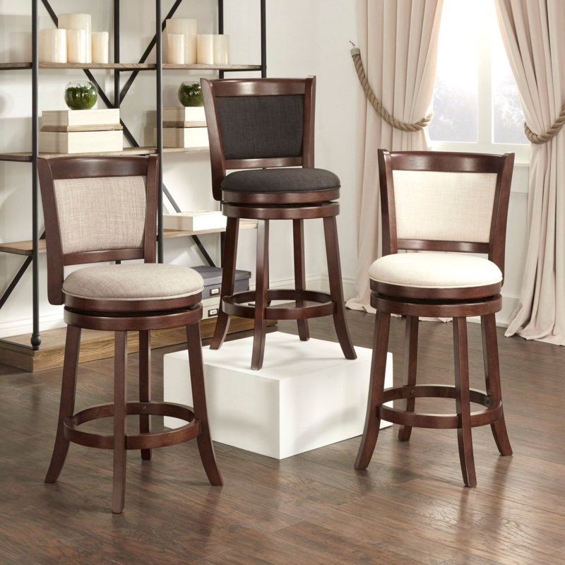 Verona Panel Back Linen Swivel 24-inch High Back Counter Height Stool ...