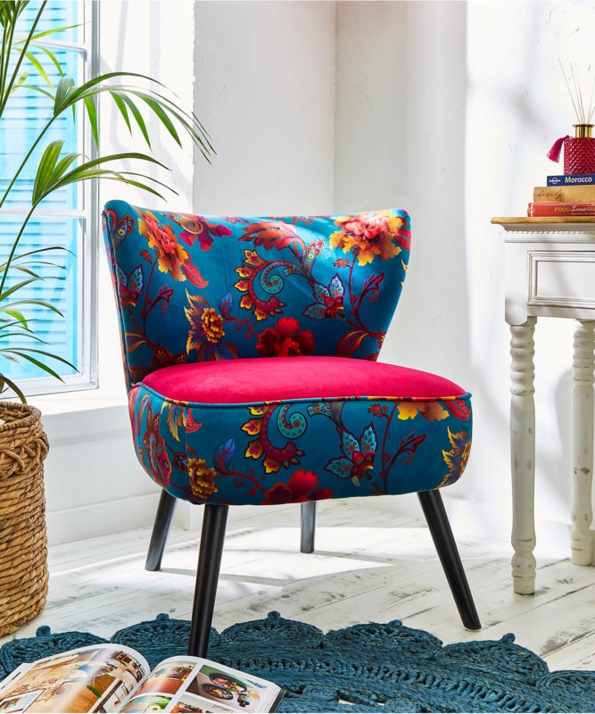 Vibrant Floral Velvet Accent Chair in Bold Colors