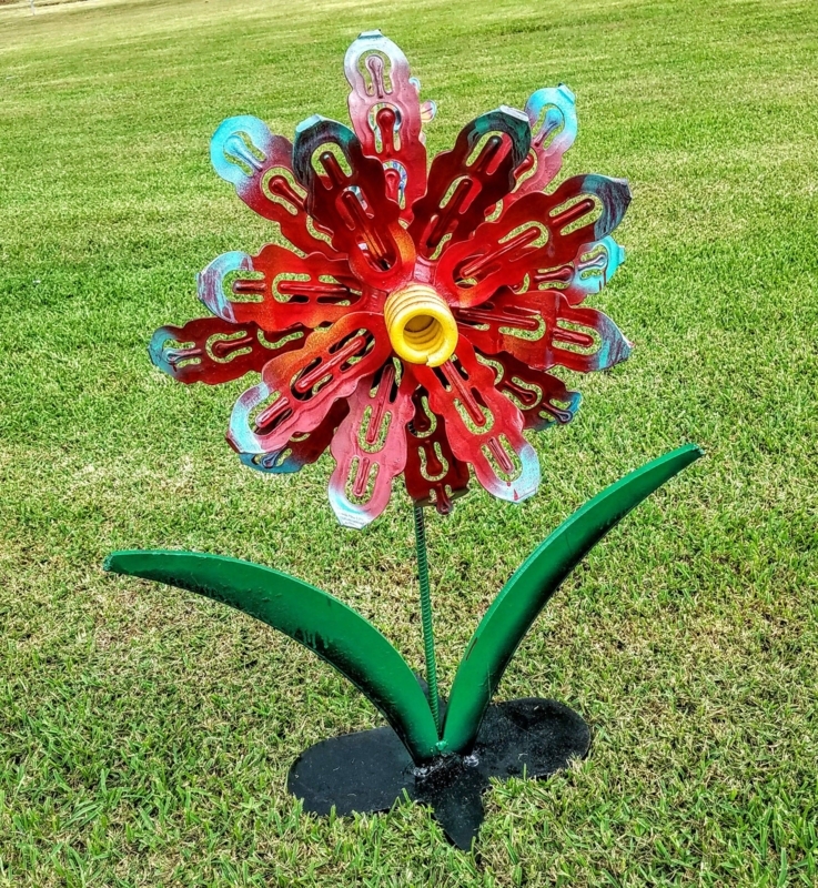 Vibrant Large Metal Flower Garden Sculpture