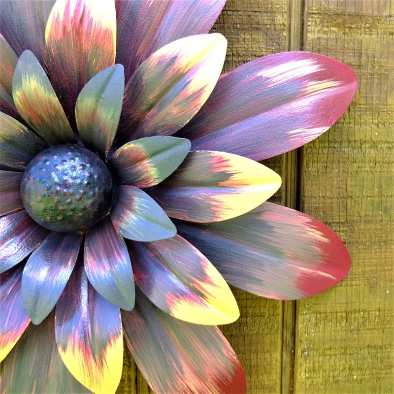 Vibrant Multicolor Metal Flower Wall Art