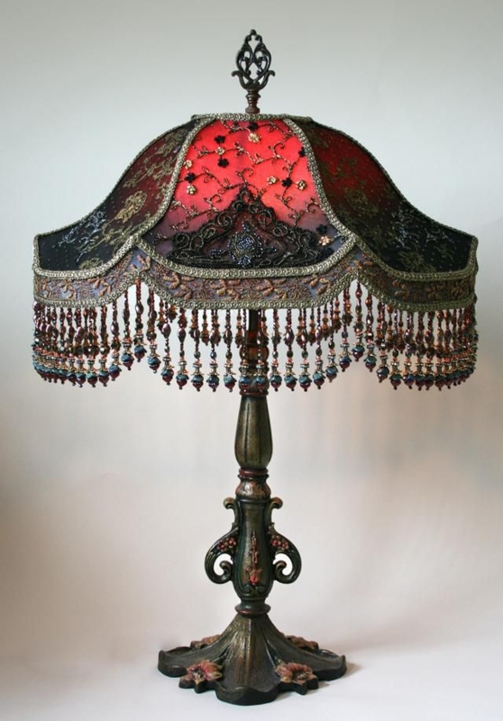 Victorian Vintage Floor Lamp with Beaded Shade