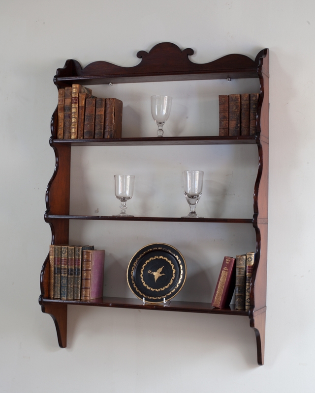 Vintage Antique Wooden Wall Shelves with Books