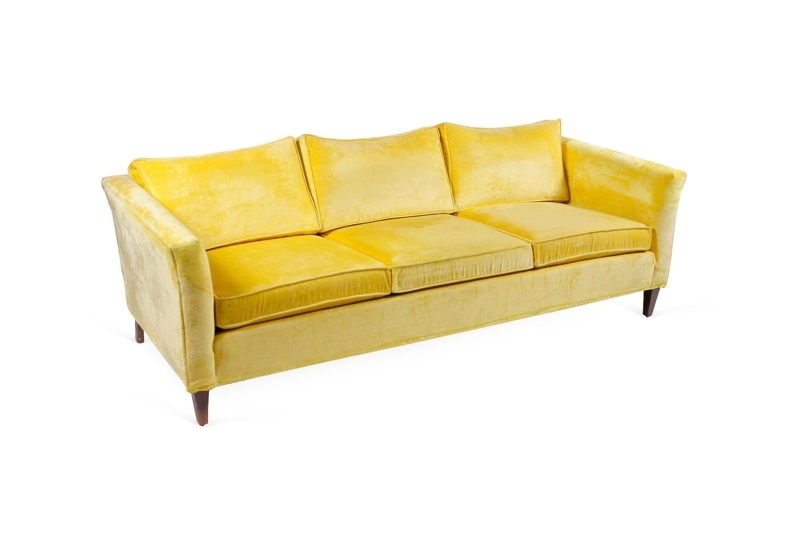 Vintage Canary Yellow Velvet Sofa for Living Rooms