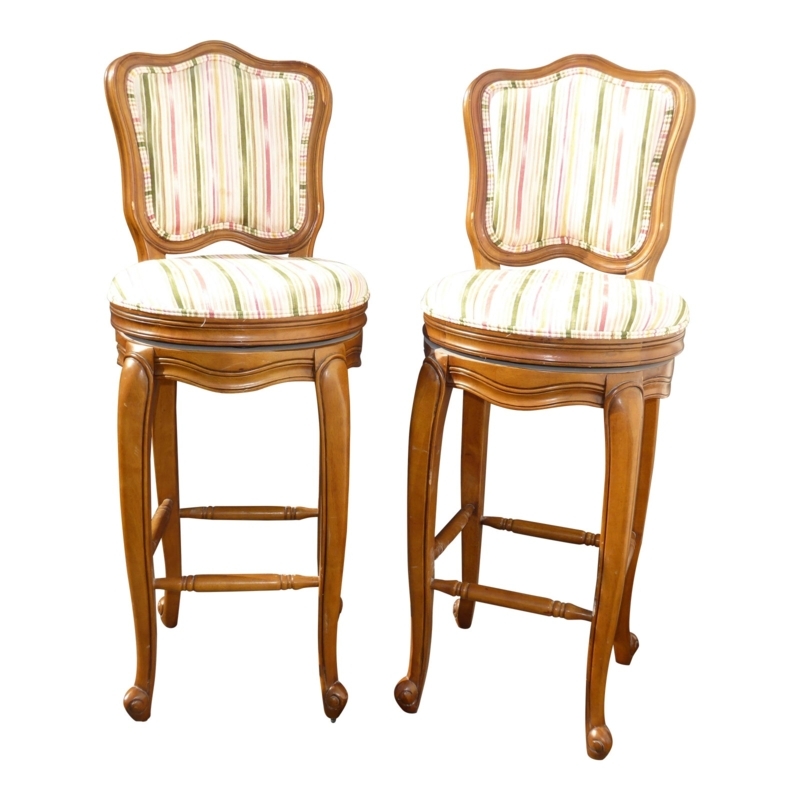 Vintage French Country White Swivel Bar Stools