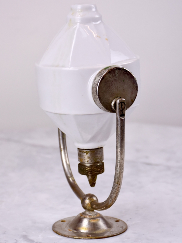 Vintage French White Porcelain Wall-Mounted Soap Dispenser
