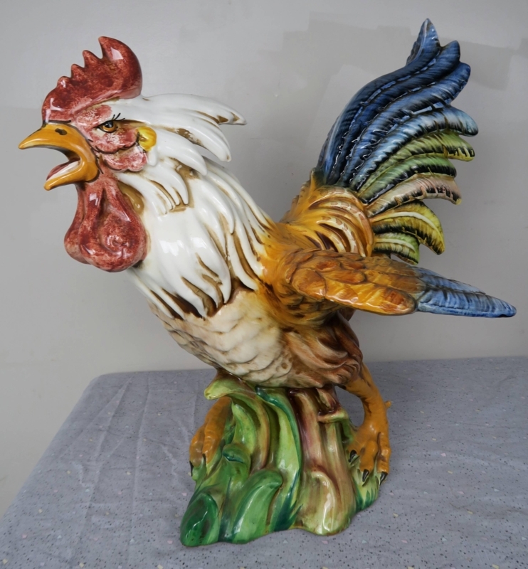 Vintage Italian Ceramic Rooster Figurine Decor