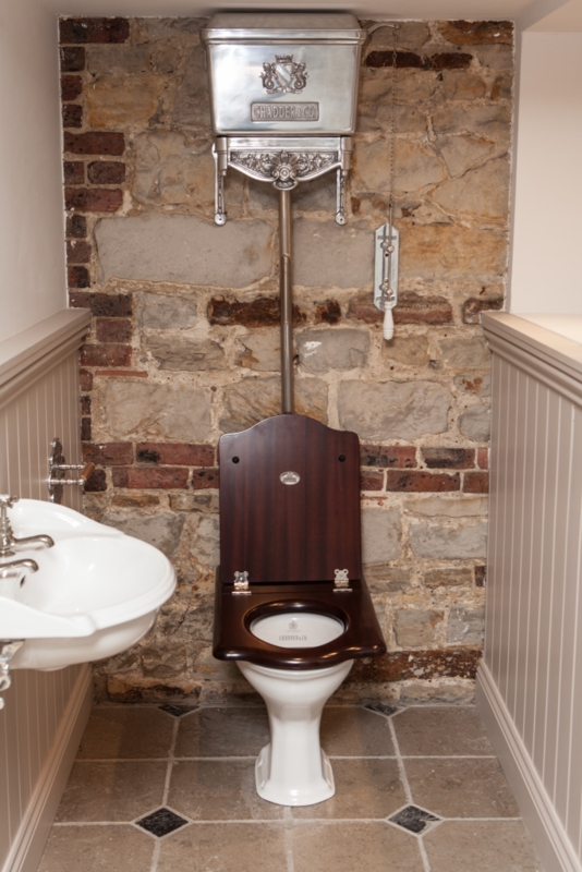 Vintage Luxury Traditional Bathroom with High Cistern Toilet